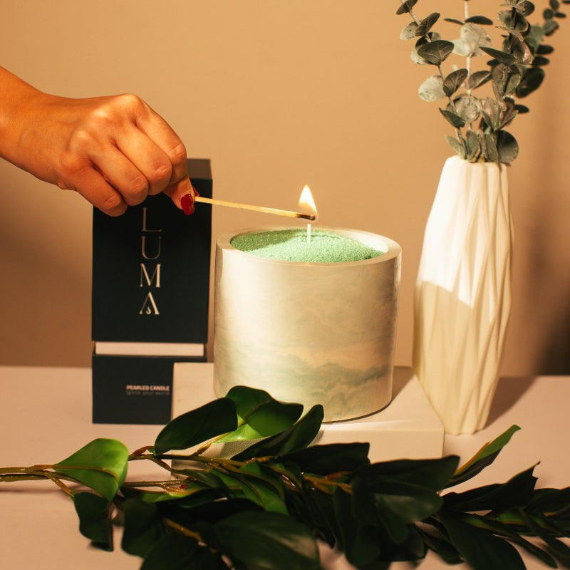 Luma Pearled Candle – Unscented Green 500g