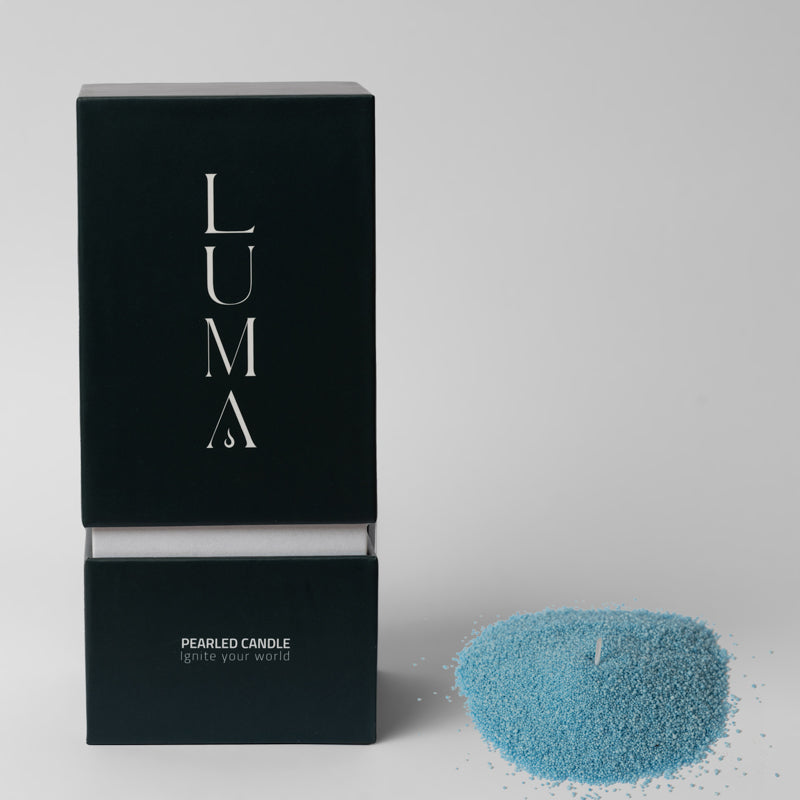 Luma Pearled Candle  – Unscented Baby Blue 500g