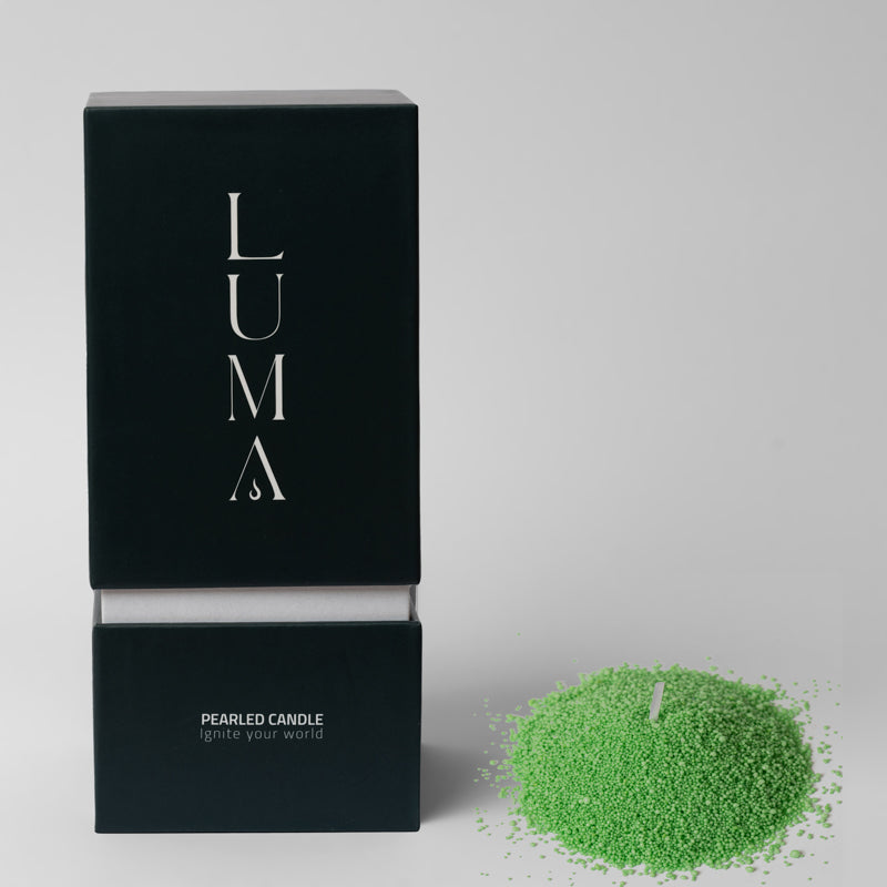 Luma Pearled Candle  – Unscented Green 500g