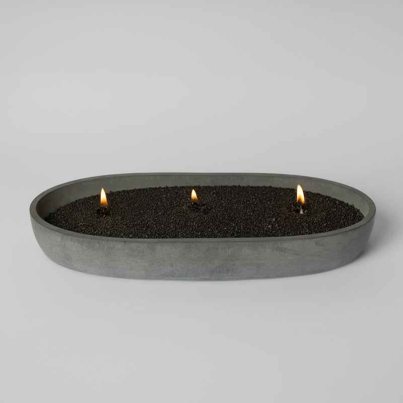 Concrete oval medium black - Handcrafted